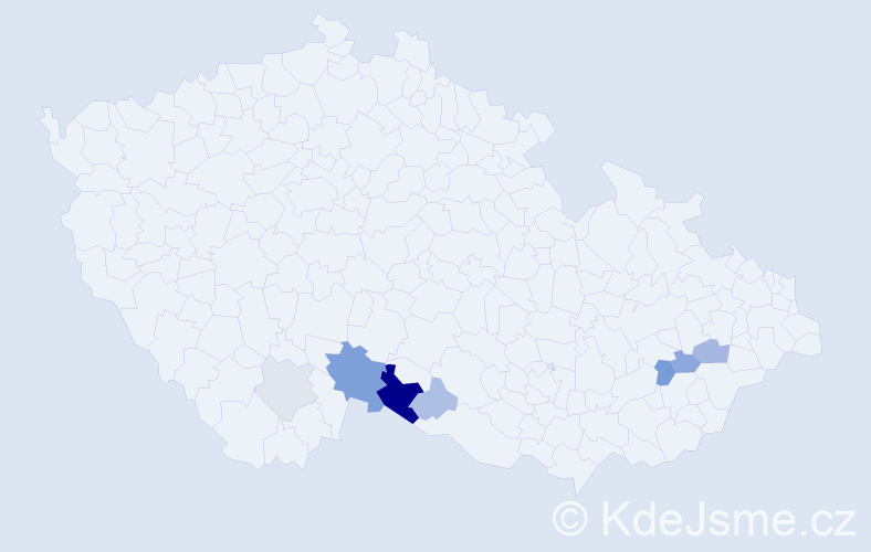 Příjmení: 'Bryolová', počet výskytů 17 v celé ČR