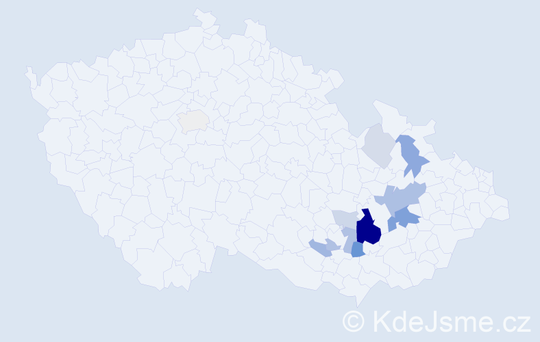 Příjmení: 'Hýzlová', počet výskytů 32 v celé ČR