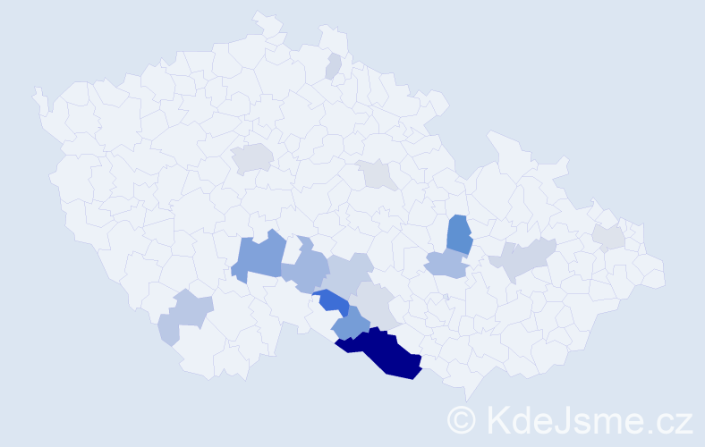 Příjmení: 'Nezveda', počet výskytů 55 v celé ČR