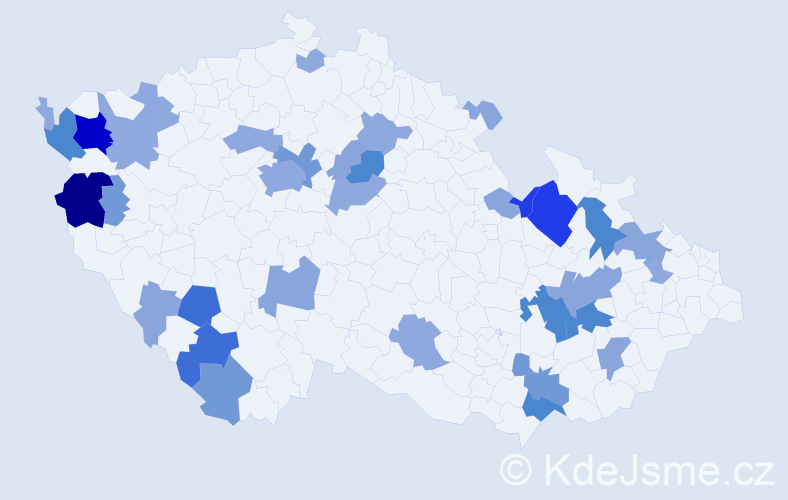 Příjmení: 'Dulovcová', počet výskytů 105 v celé ČR