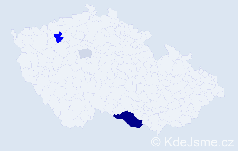 Příjmení: 'Kadnárová', počet výskytů 13 v celé ČR