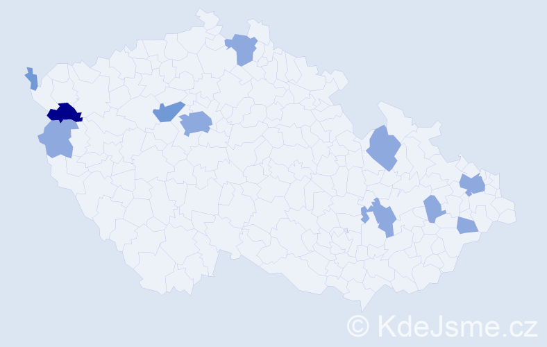 Příjmení: 'Kozicová', počet výskytů 18 v celé ČR