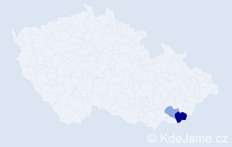 Příjmení: 'Kachníková', počet výskytů 10 v celé ČR