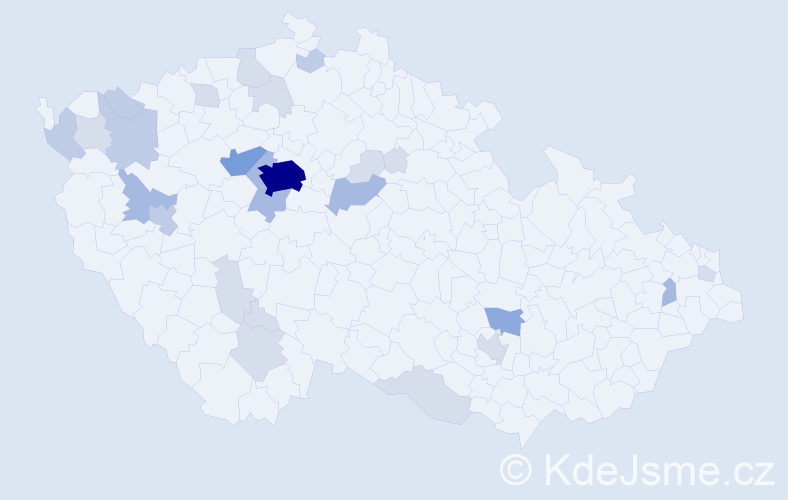 Příjmení: 'Modr', počet výskytů 64 v celé ČR