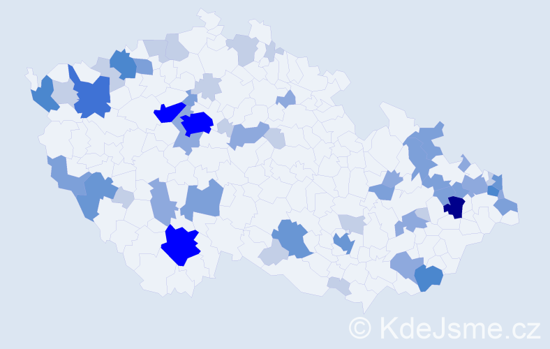 Příjmení: 'Ďurica', počet výskytů 145 v celé ČR