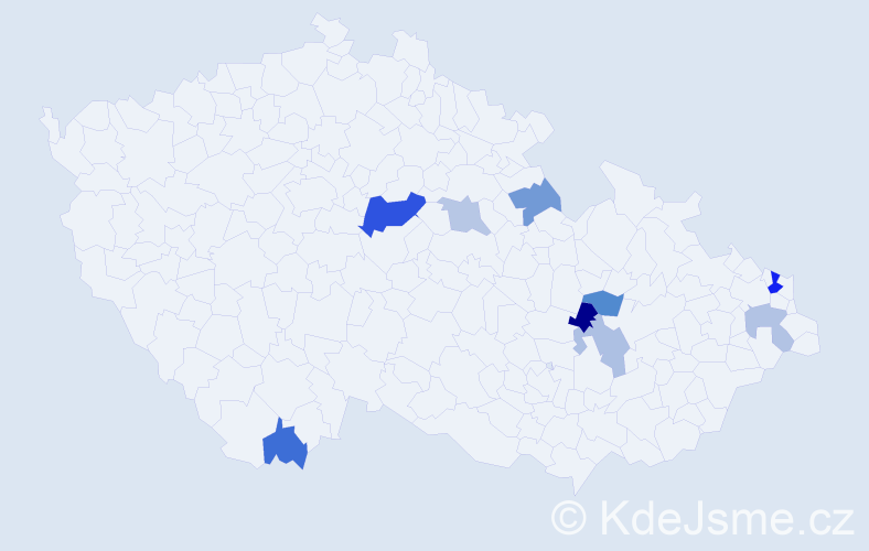 Příjmení: 'Rapčáková', počet výskytů 14 v celé ČR