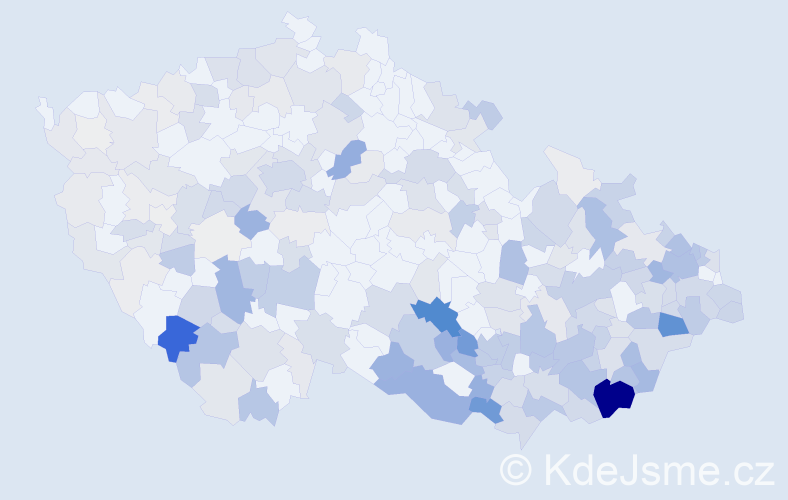 Příjmení: 'Kubišová', počet výskytů 898 v celé ČR