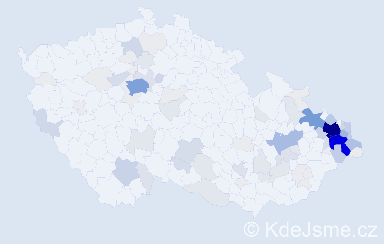 Příjmení: 'Blahut', počet výskytů 342 v celé ČR