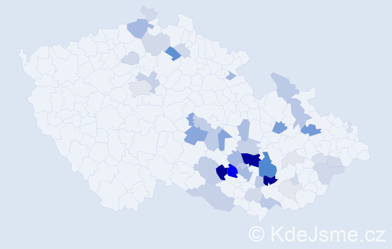 Příjmení: 'Břoušek', počet výskytů 144 v celé ČR