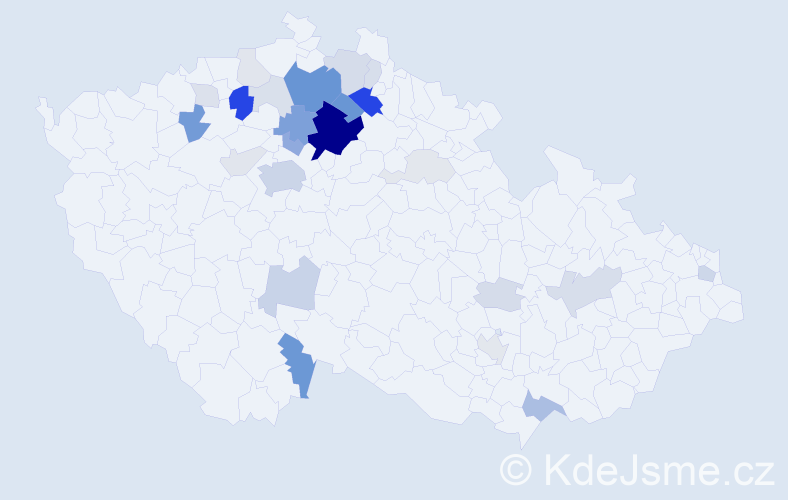 Příjmení: 'Hašlarová', počet výskytů 103 v celé ČR