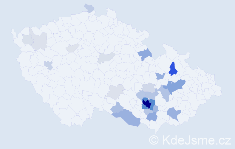 Příjmení: 'Čoupková', počet výskytů 122 v celé ČR