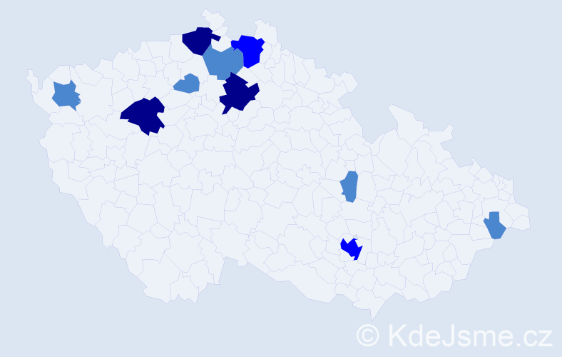 Příjmení: 'Ács', počet výskytů 18 v celé ČR