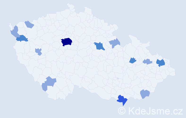 Příjmení: 'Országhová', počet výskytů 23 v celé ČR