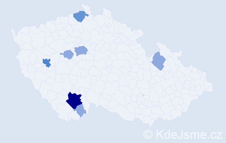 Příjmení: 'Cisler', počet výskytů 19 v celé ČR