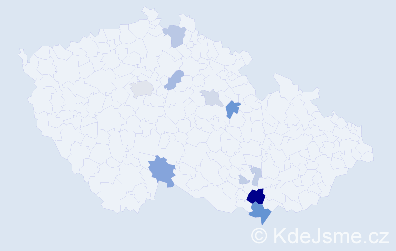 Příjmení: 'Kabriel', počet výskytů 23 v celé ČR