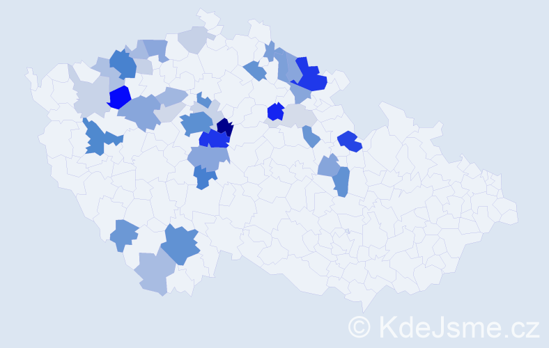 Příjmení: 'Kefurtová', počet výskytů 116 v celé ČR