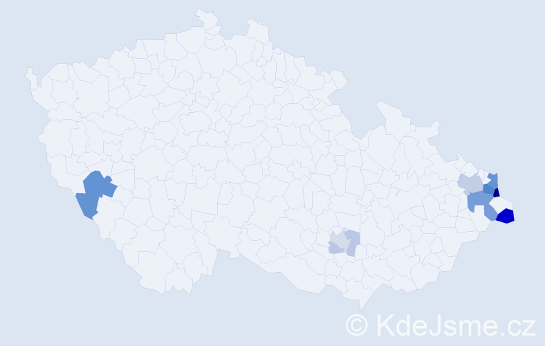 Příjmení: 'Palarczyková', počet výskytů 30 v celé ČR