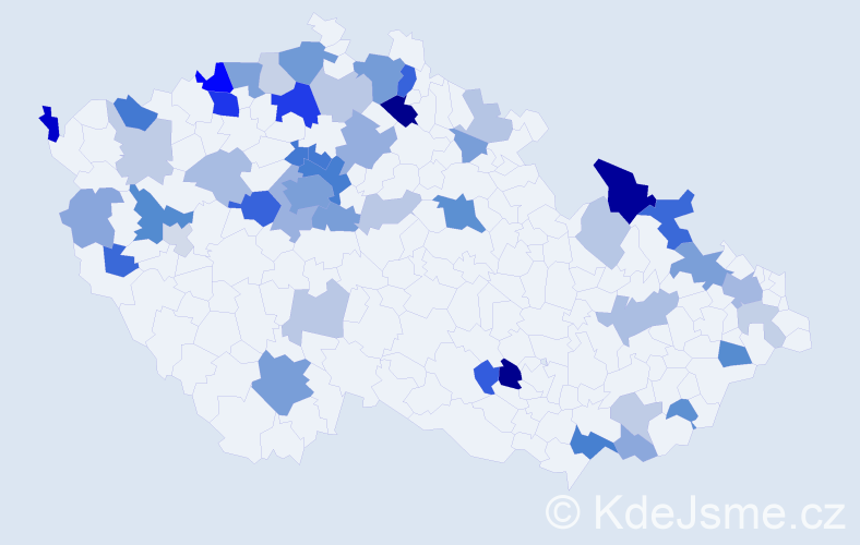 Příjmení: 'Gürtler', počet výskytů 135 v celé ČR