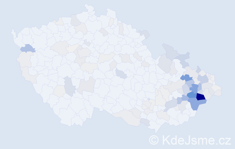 Příjmení: 'Mikulenka', počet výskytů 451 v celé ČR