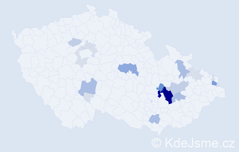 Příjmení: 'Klváček', počet výskytů 62 v celé ČR