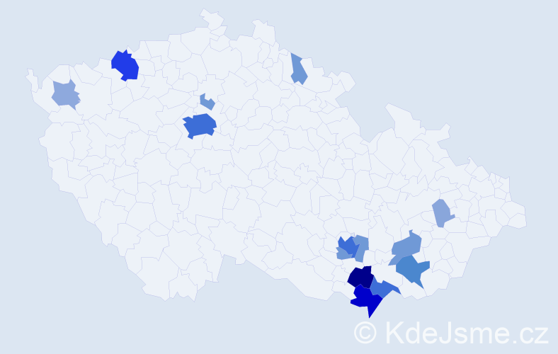 Příjmení: 'Kostrhunová', počet výskytů 57 v celé ČR