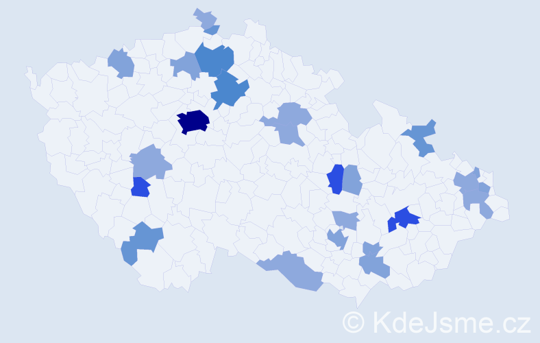 Příjmení: 'Čelko', počet výskytů 64 v celé ČR