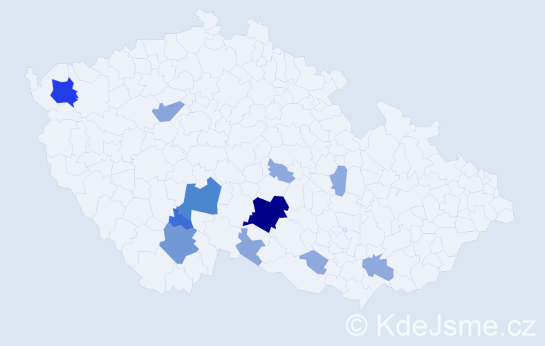 Příjmení: 'Chvojsík', počet výskytů 35 v celé ČR