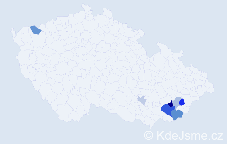 Příjmení: 'Velcerová', počet výskytů 14 v celé ČR