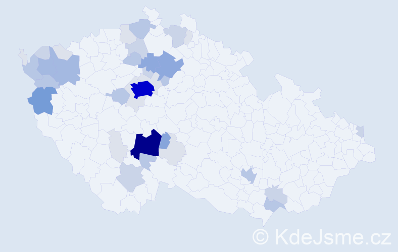 Příjmení: 'Kostroun', počet výskytů 130 v celé ČR