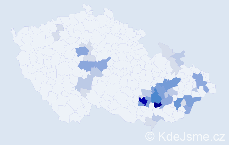 Příjmení: 'Mlčoušková', počet výskytů 122 v celé ČR