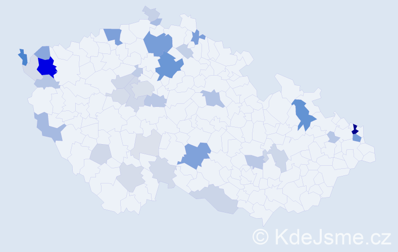 Příjmení: 'Čopák', počet výskytů 127 v celé ČR