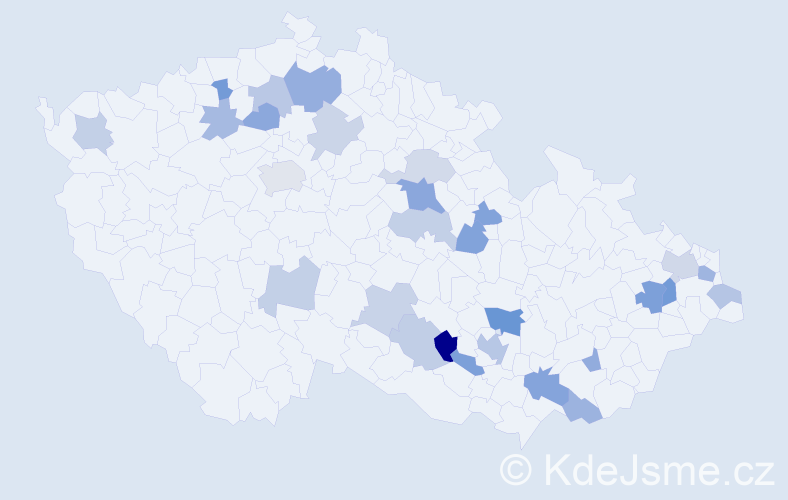 Příjmení: 'Kuchar', počet výskytů 44 v celé ČR