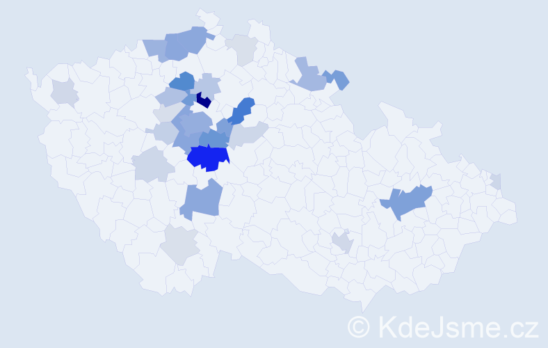 Příjmení: 'Klabík', počet výskytů 92 v celé ČR