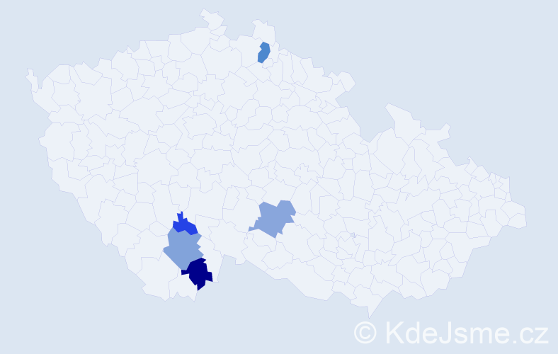 Příjmení: 'Tilp', počet výskytů 11 v celé ČR