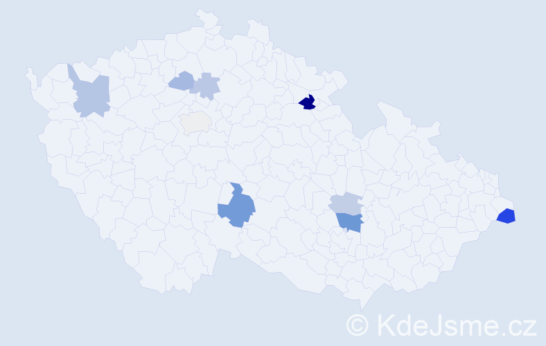 Příjmení: 'Kudri', počet výskytů 20 v celé ČR