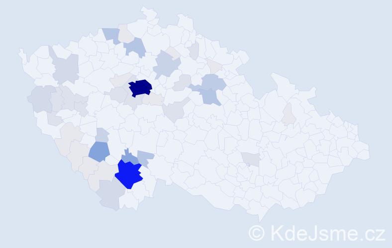 Příjmení: 'Bezpalec', počet výskytů 186 v celé ČR