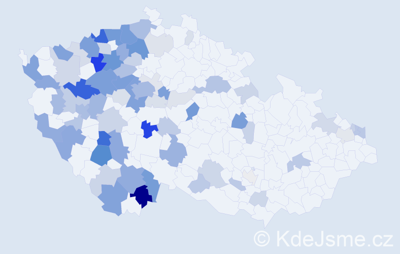 Příjmení: 'Kopta', počet výskytů 261 v celé ČR