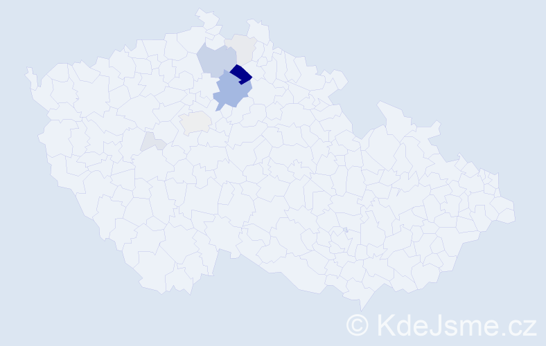 Příjmení: 'Bígl', počet výskytů 45 v celé ČR