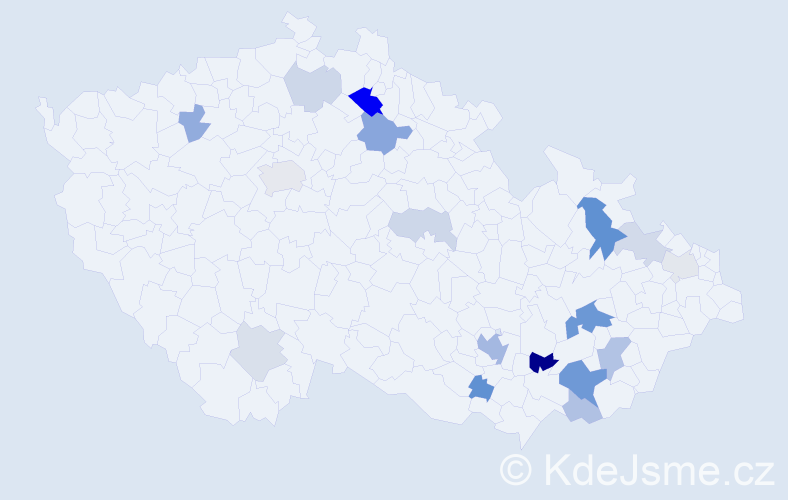 Příjmení: 'Ledabylová', počet výskytů 43 v celé ČR
