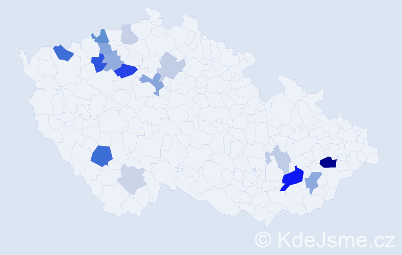 Příjmení: 'Ešlerová', počet výskytů 34 v celé ČR