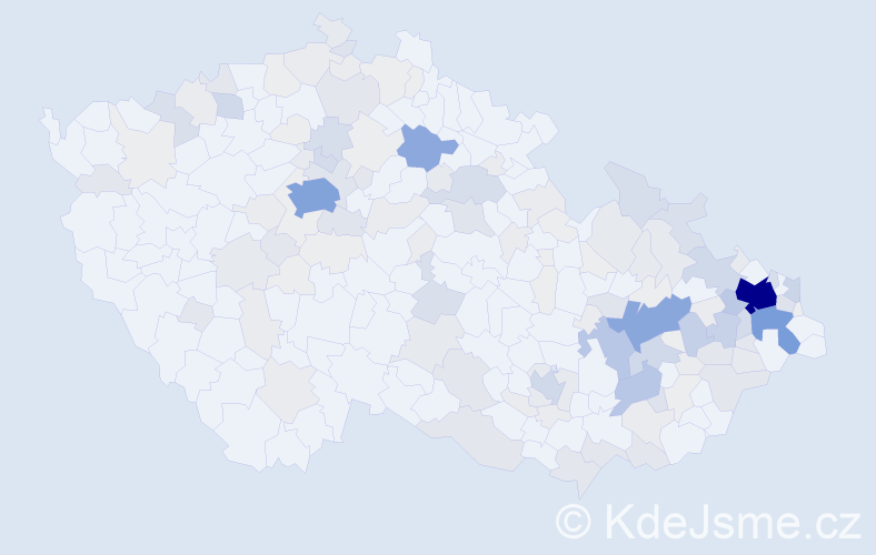 Příjmení: 'Palička', počet výskytů 695 v celé ČR