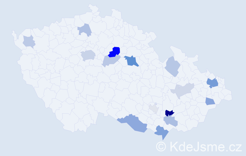 Příjmení: 'Ryznerová', počet výskytů 37 v celé ČR