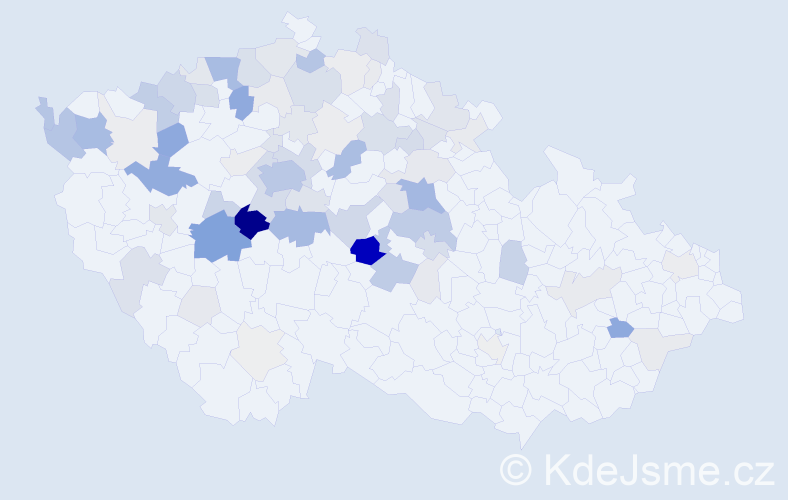 Příjmení: 'Vojíř', počet výskytů 286 v celé ČR