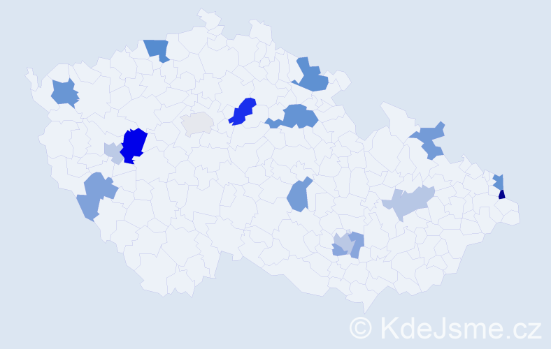 Příjmení: 'Mjartan', počet výskytů 28 v celé ČR