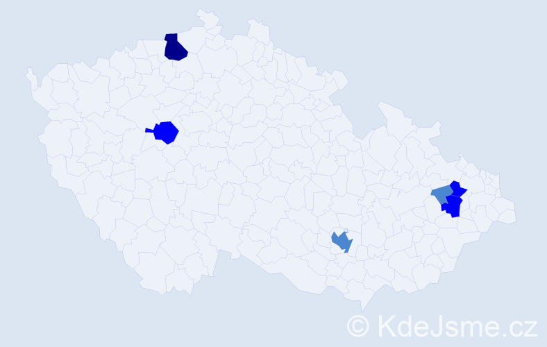 Příjmení: 'Pocedičová', počet výskytů 11 v celé ČR