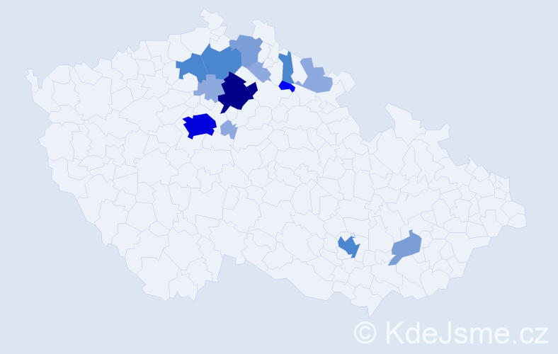 Příjmení: 'Kynych', počet výskytů 38 v celé ČR