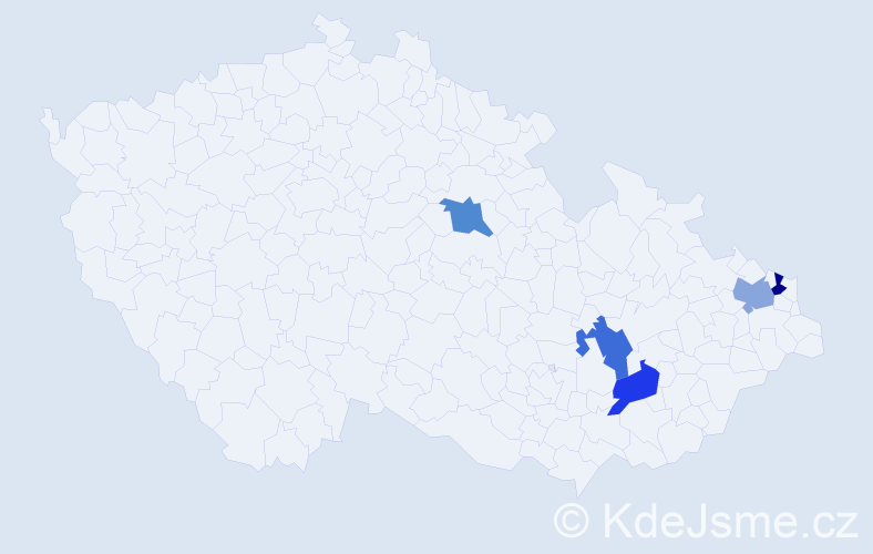 Příjmení: 'Mikulaško', počet výskytů 5 v celé ČR