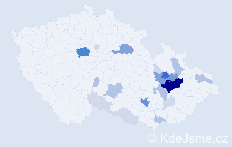 Příjmení: 'Vavrda', počet výskytů 78 v celé ČR