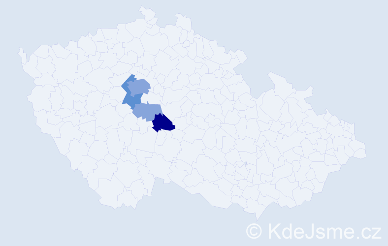 Příjmení: 'Deré', počet výskytů 18 v celé ČR