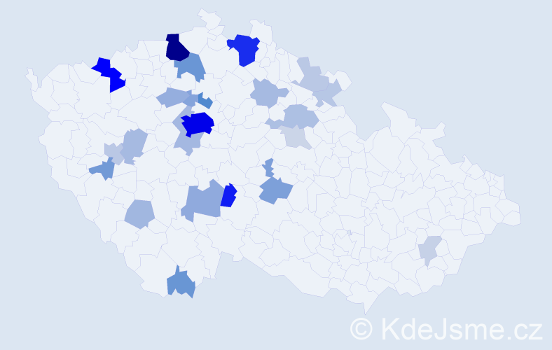 Příjmení: 'Fitsay', počet výskytů 132 v celé ČR